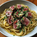 Buona Beef Tuna Genovese pasta in Italian kitchen
