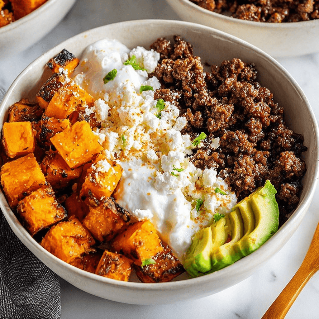 Cottage Cheese Beef Sweet Potato Bowl