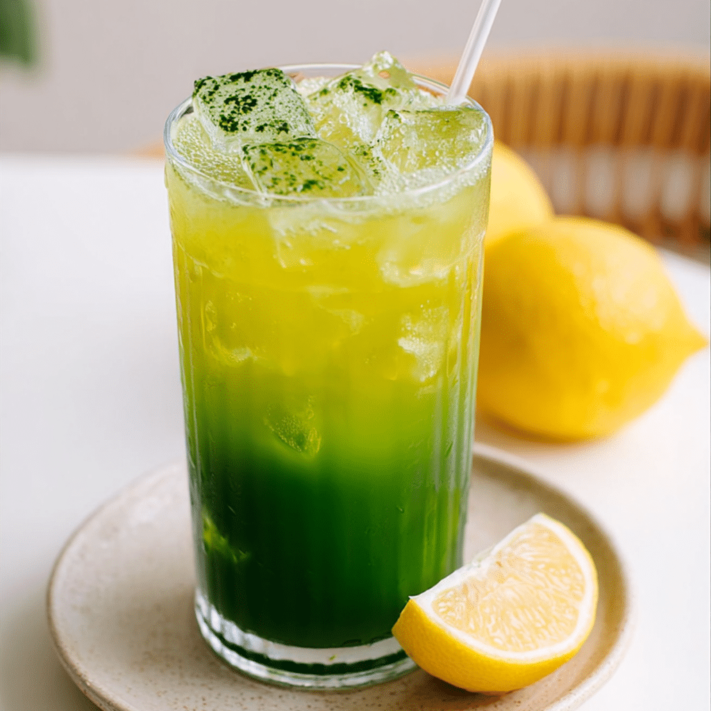 Matcha Lemonade Recipe: Refreshing, Layered, and Easy to Make 20 Layered matcha lemonade in a clear glass over ice