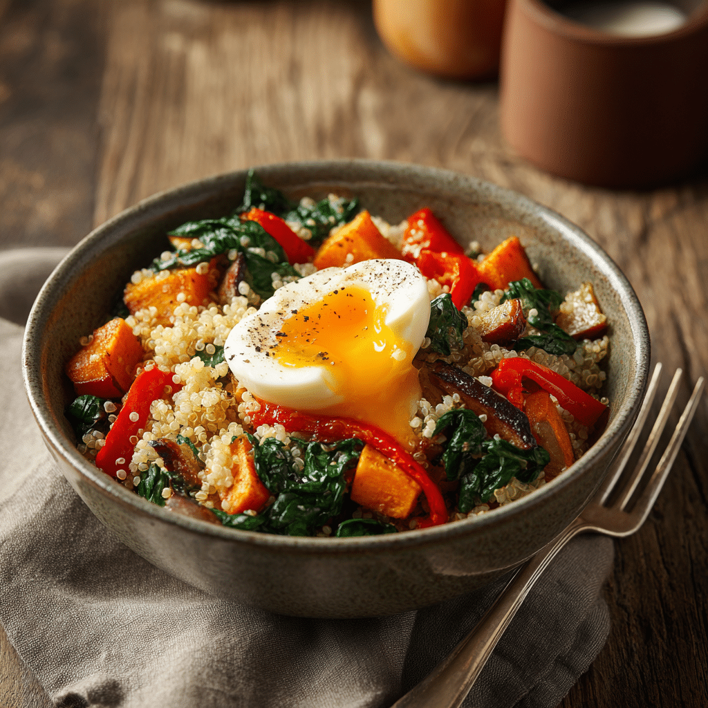 Quinoa Breakfast Bowl With Egg And Vegetables Simple Recipe For A Quinoa Breakfast Bowl With Egg And Vegetables Simple Recipe For A