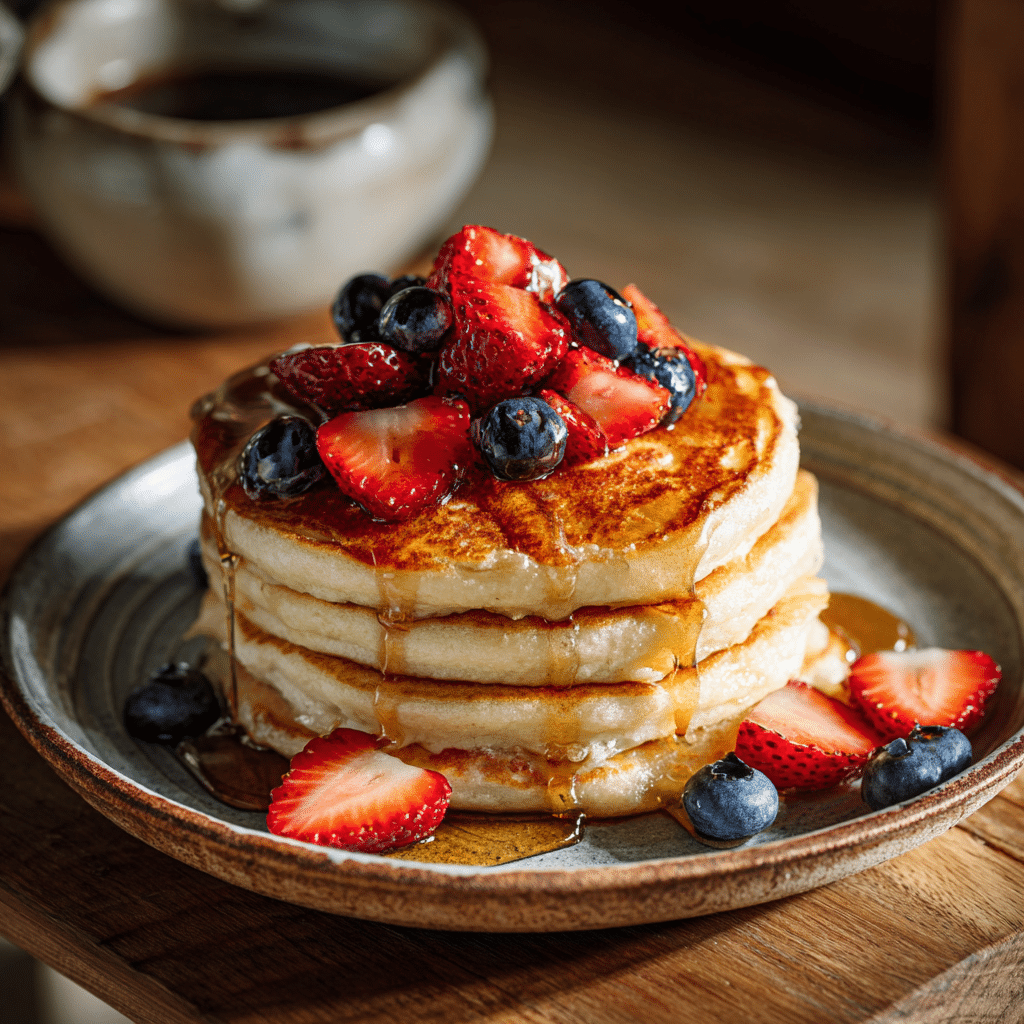 Cottage Cheese Protein Pancakes: Easy, High-Protein Breakfast Recipe 16 Cottage cheese protein pancakes with maple syrup and berries