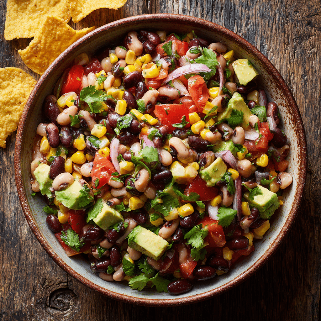 Cowgirl Caviar Recipe: A Vibrant Sweet & Spicy Summer Dip 31 Cowgirl Caviar in bowl with tortilla chips