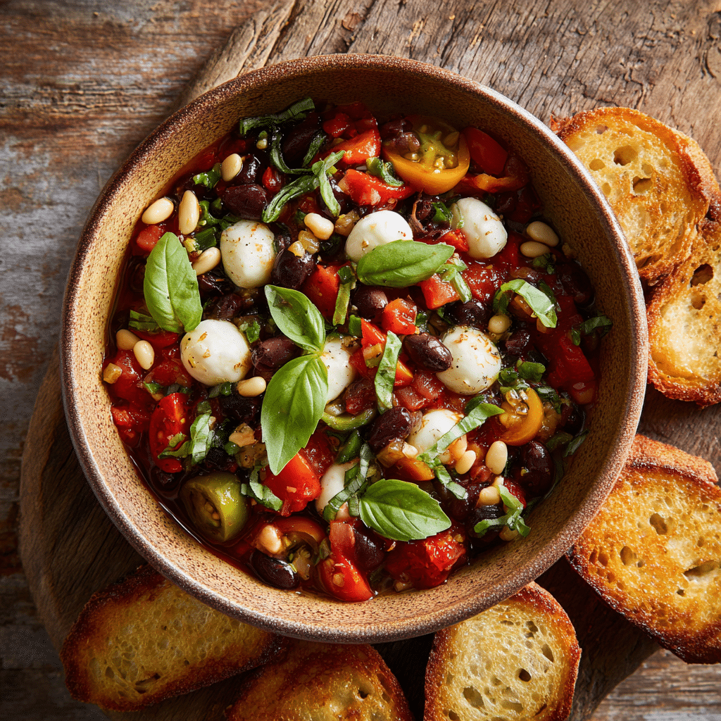 Italian Cowboy Caviar: Bold Antipasti-Inspired Party Dip 20 Italian Cowboy Caviar served with crostini
