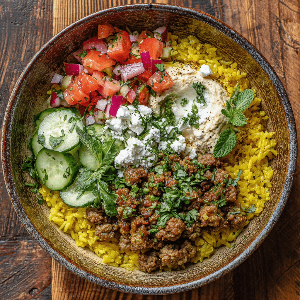 Mediterranean Lamb Bowls: Easy, Flavorful Weeknight Dinner 31 Mediterranean Lamb Bowl with rice, lamb, and toppings