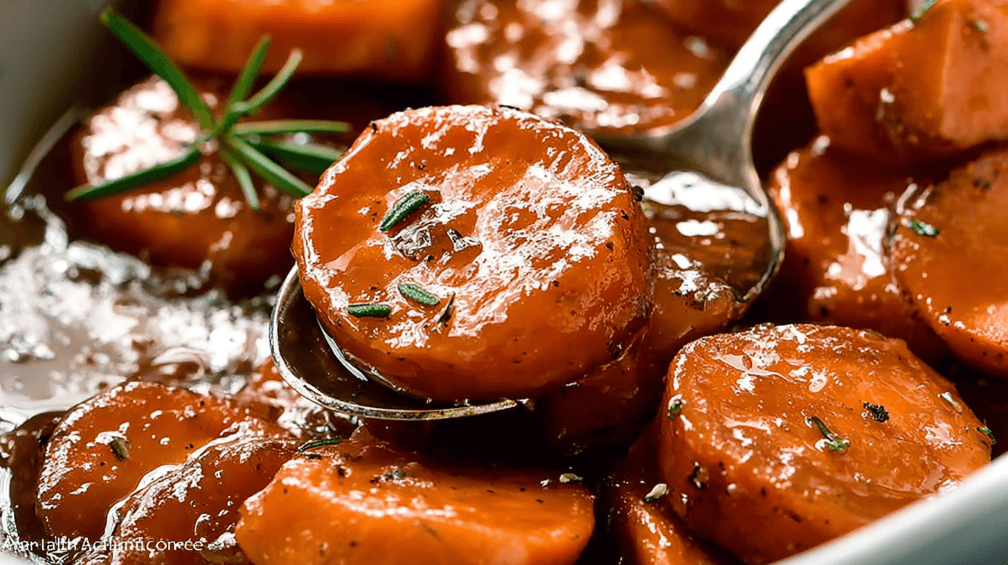 Candied Sweet Potatoes Recipe: Rich, Buttery & Caramelized Favorite 23 Close-up of candied sweet potatoes with glossy maple brown sugar glaze