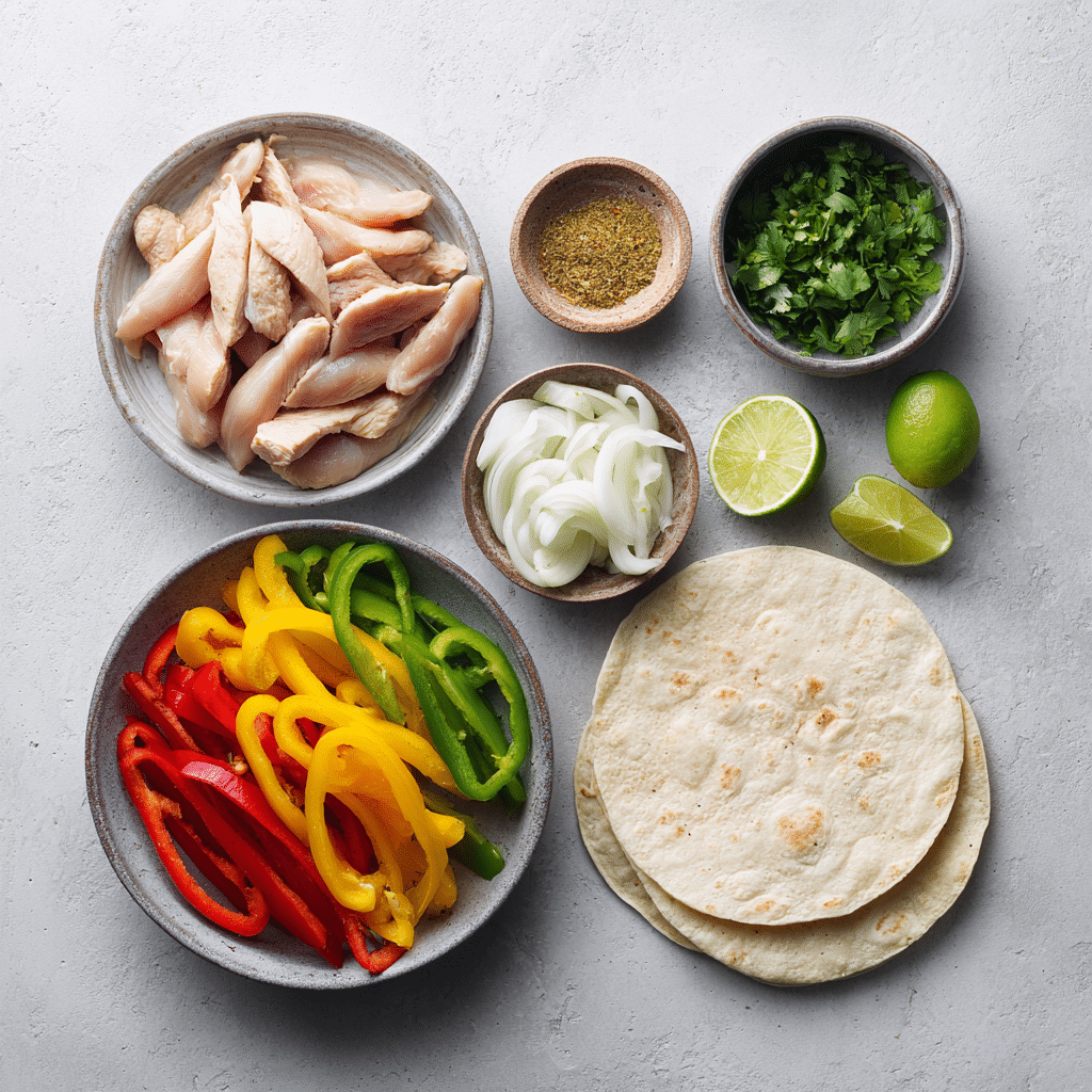 Chicken Fajitas Mexican Style Recipe: Quick, Juicy, Authentic Flavor 32 flat lay of chicken fajitas mexican style recipe ingredients