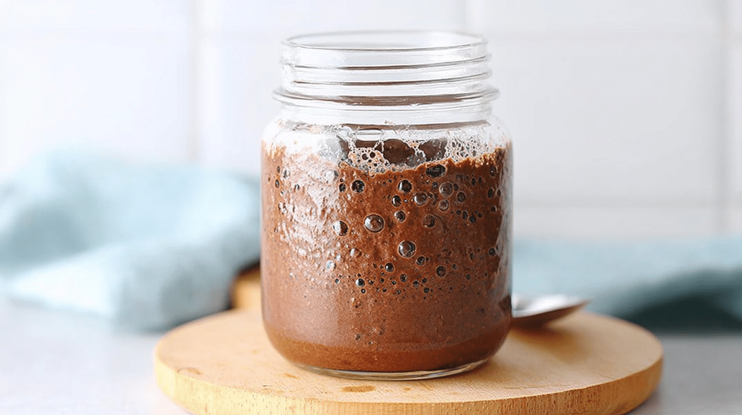 chocolate sourdough starter recipe 17 Chocolate sourdough starter after fermentation in glass jar