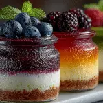 High-protein breakfast gelatin cups in jars with berries