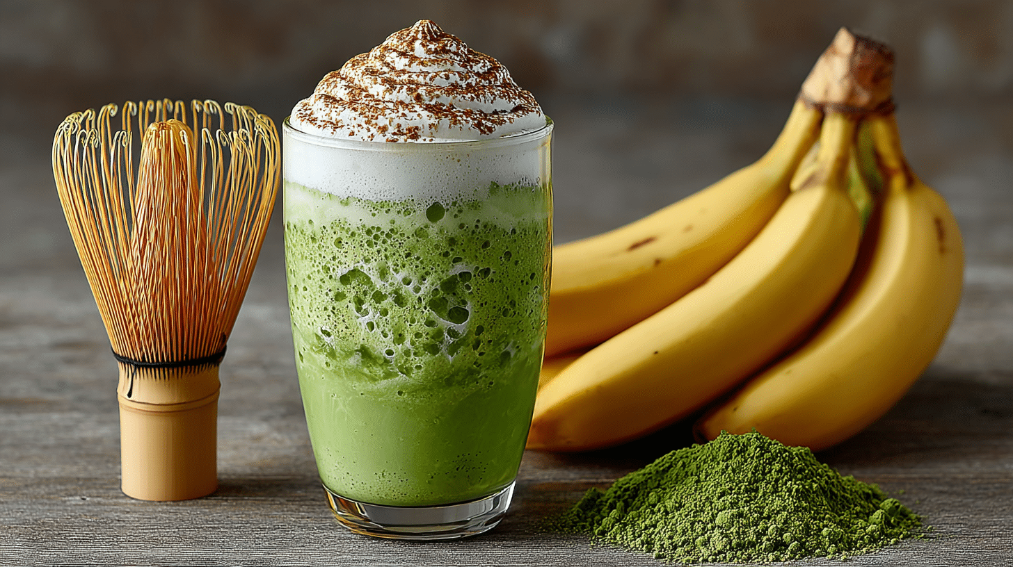 Iced Banana Cream Protein Matcha: Creamy, Healthy, and Easy 18 Iced banana cream protein matcha in glass