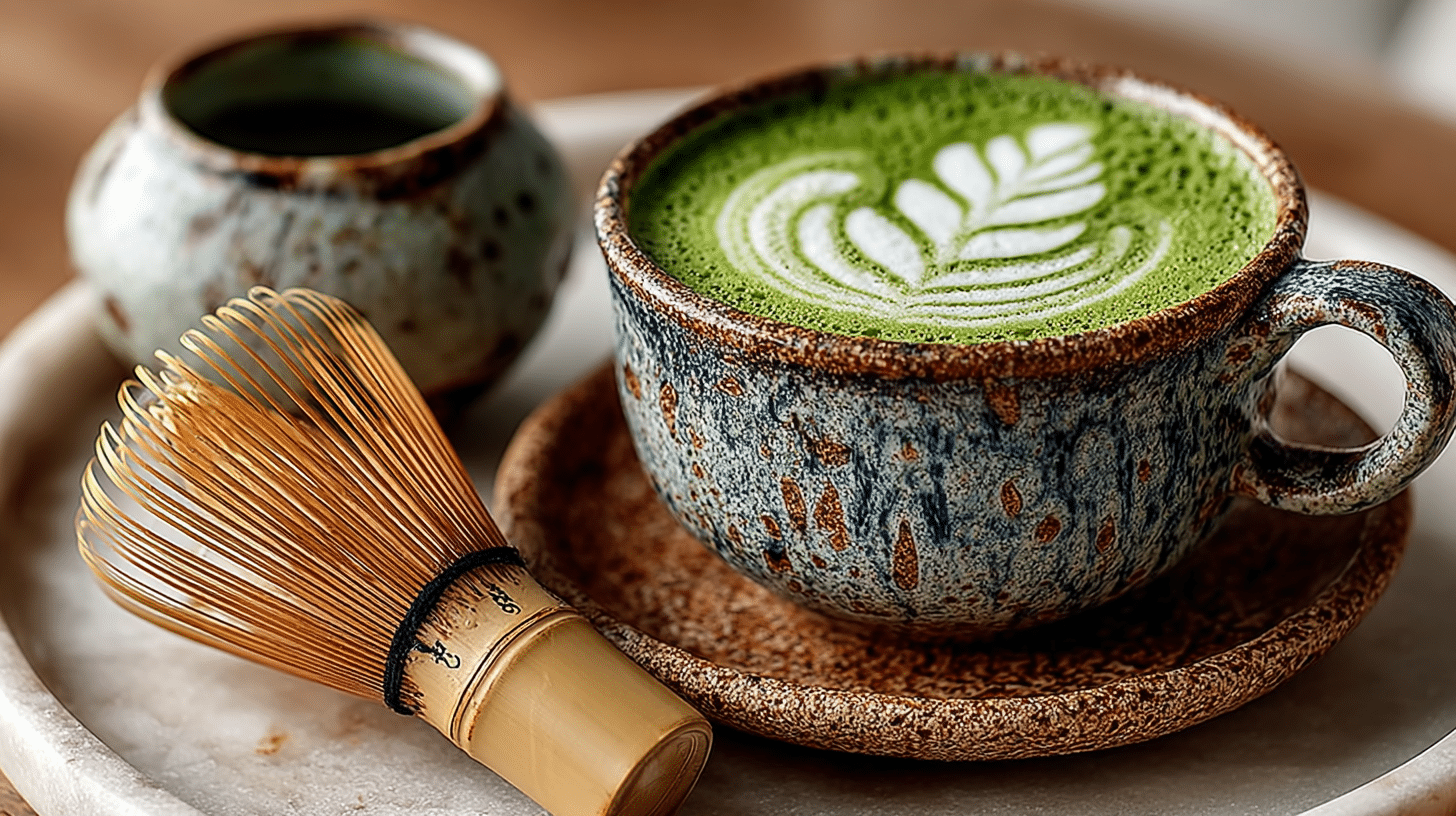 Jeju Matcha Latte Recipe: Smooth, Creamy & Easy to Make at Home 15 Jeju matcha latte on marble table