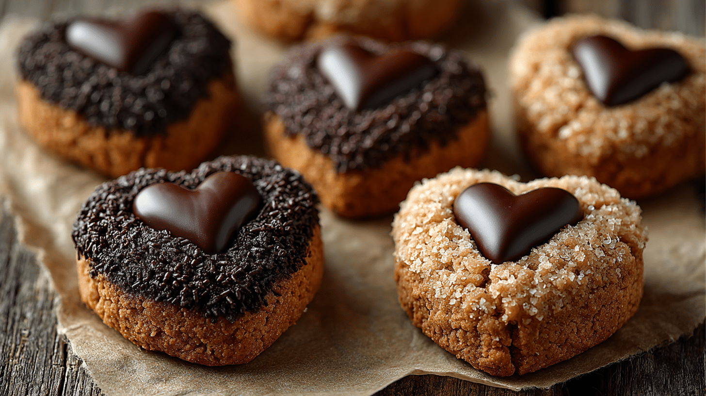 Heart-Shaped Peanut Butter Cookies Everyone Will Love 24 Heart-shaped peanut butter cookies topped with chocolate