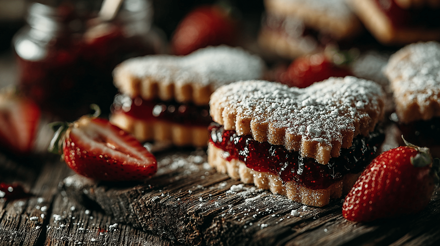 Strawberry Shortbread Heart Cookies That Taste Like Love 23 Strawberry shortbread heart cookies with jam and strawberries
