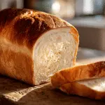 Golden brown sourdough sandwich bread with soft crumb