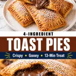 Golden crispy Nutella toast pies with gooey chocolate center and powdered sugar dusting