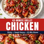 Sticky cherry blossom chicken with glossy sauce served over rice with green onions