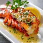 Smoked lobster tail with garlic butter and herbs