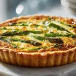 Golden brown asparagus quiche recipe with roasted asparagus