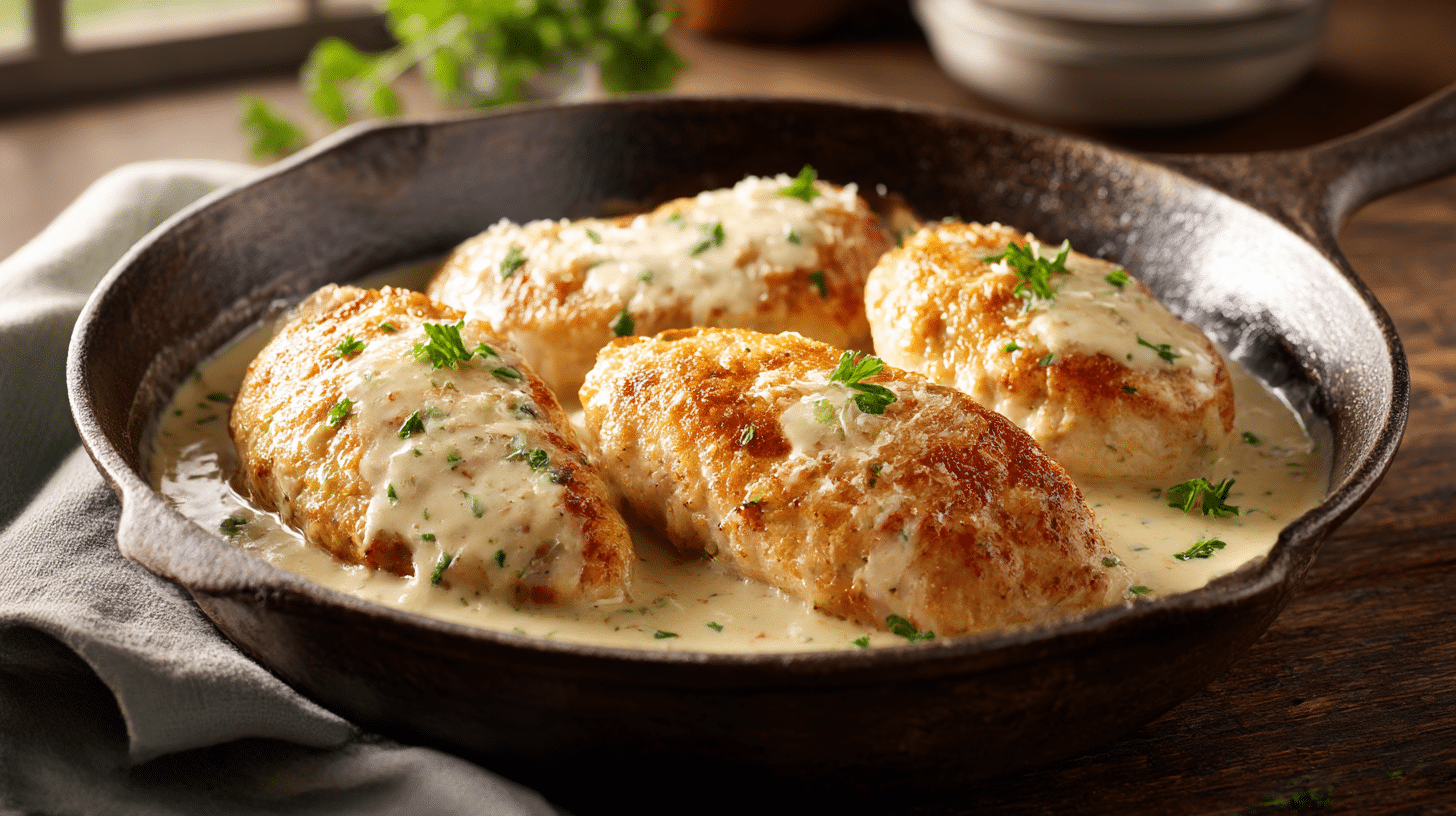 Creamy Garlic Parmesan Chicken Breast (A One-Pan Wonder) 25 Creamy Garlic Parmesan Chicken Breast in a skillet