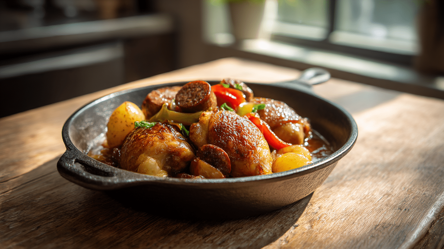 The Easy Chicken Giambotta Recipe That's Perfect for Busy Nights 17 Giambotta Chicken in a cast iron skillet