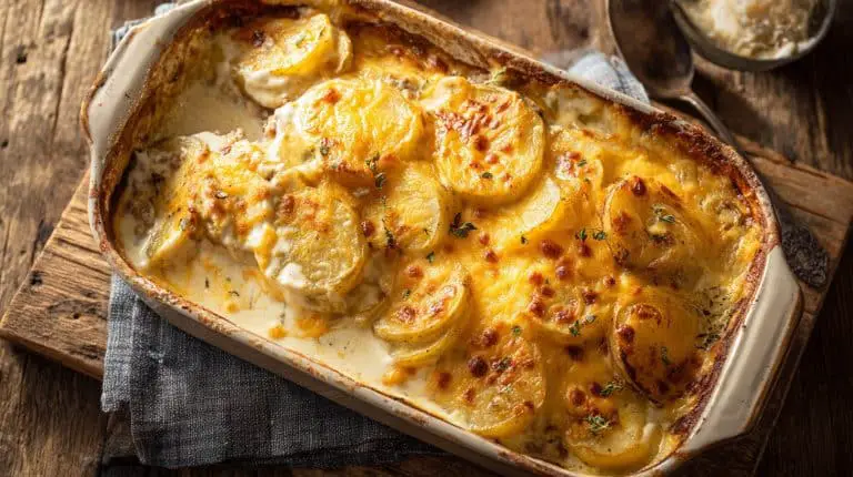 Golden Hobo Casserole Ground Beef with melted cheese and crispy edges.