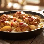 Sauerkraut Chicken in skillet with bacon