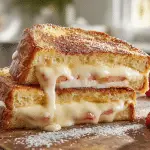 Cream cheese stuffed french toast recipe sliced open