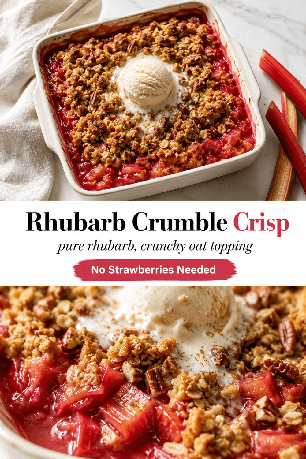 Rhubarb Crisp with Crumble Topping: Easy Rhubarb-Only Crisp