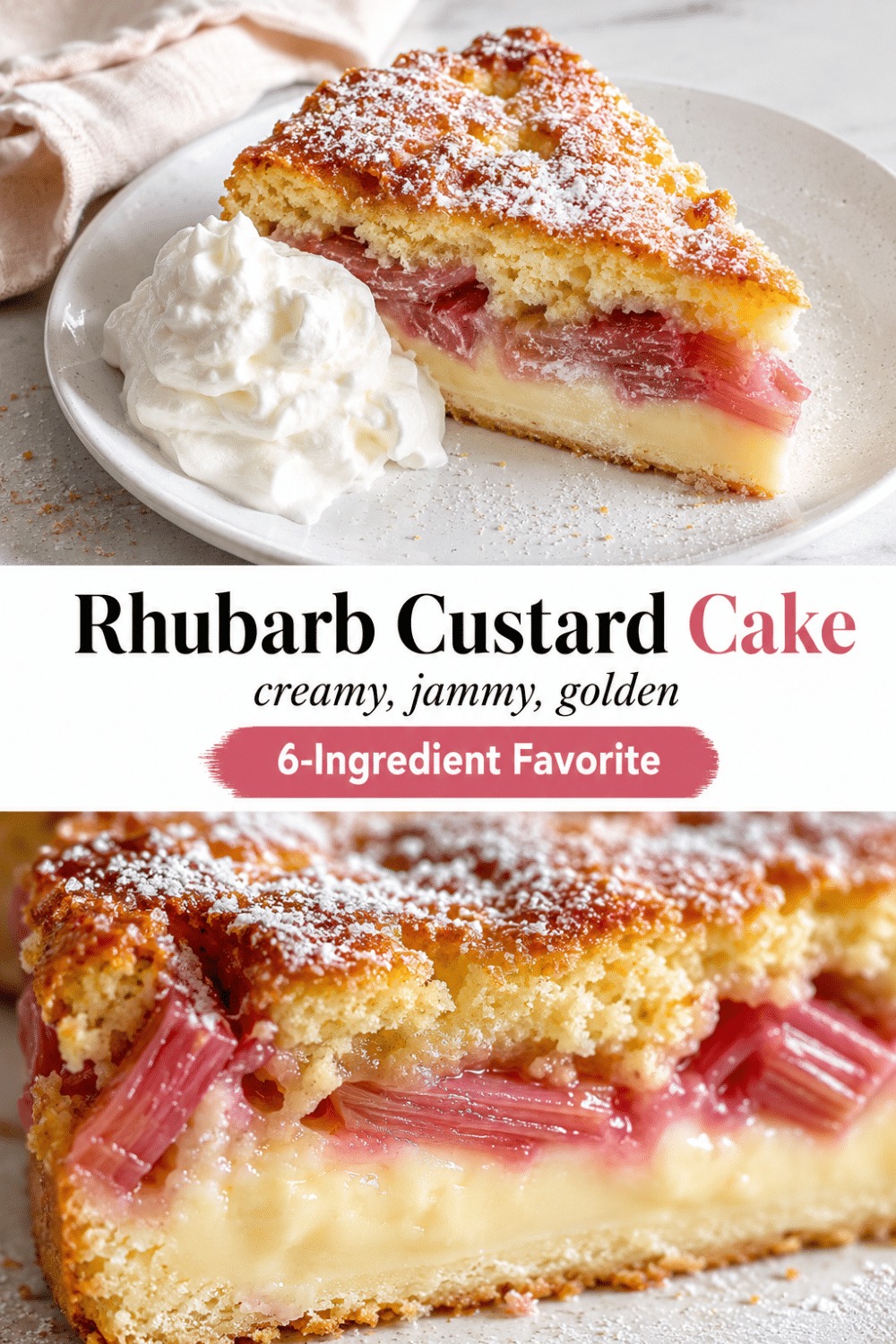 Rhubarb Custard Cake: 6-Ingredient Easy Dump Cake Recipe