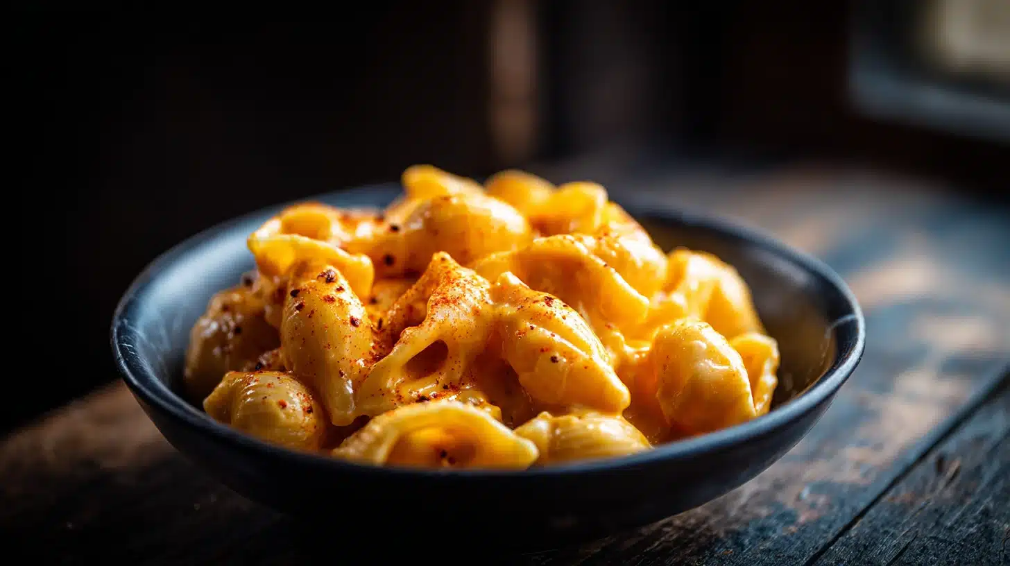 17-Minute Macaroni Cheese Recipe Sauce: Creamy, Spiced, and So Easy 23 Creamy macaroni cheese recipe sauce coating pasta shells in a rustic bowl.