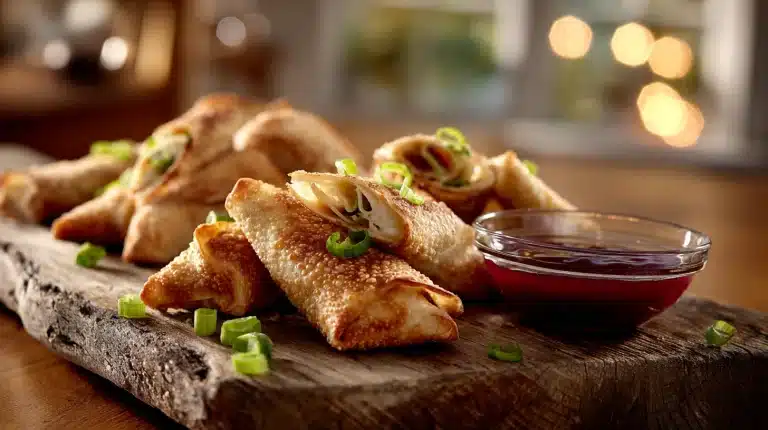 Crispy golden Turkey egg rolls with cranberry dipping sauce