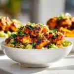 BBQ Chicken Rice Bowls with smoky glazed chicken, avocado, corn, and cilantro