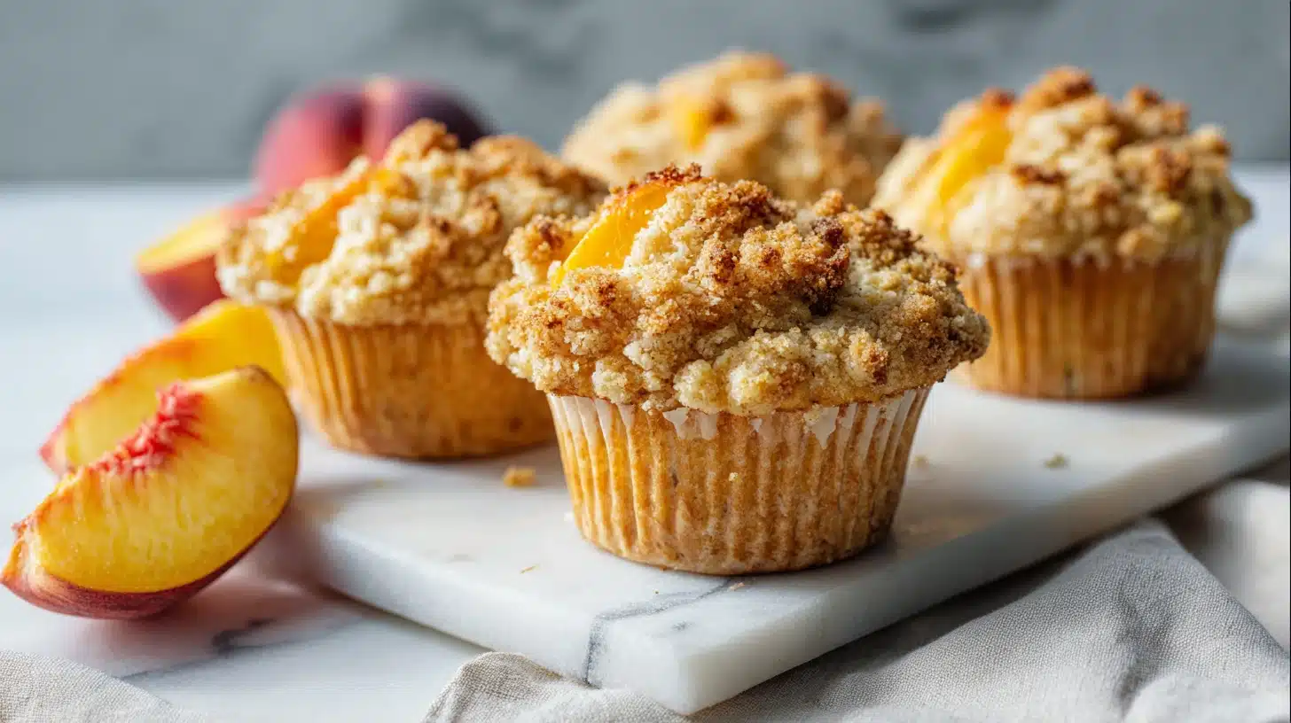 The Best Peach Cobbler Muffin Recipe: Juicy Peaches, Buttery Streusel, Golden Tops 33 Best peach cobbler muffin recipe showing golden muffins with streusel and fresh peaches