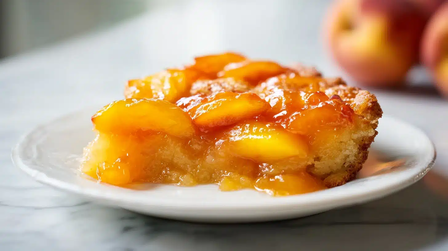Bisquick Peach Cobbler: The Easy Southern Dessert You'll Make All Summer 21 Golden bisquick peach cobbler in a white baking dish with bubbling peach filling