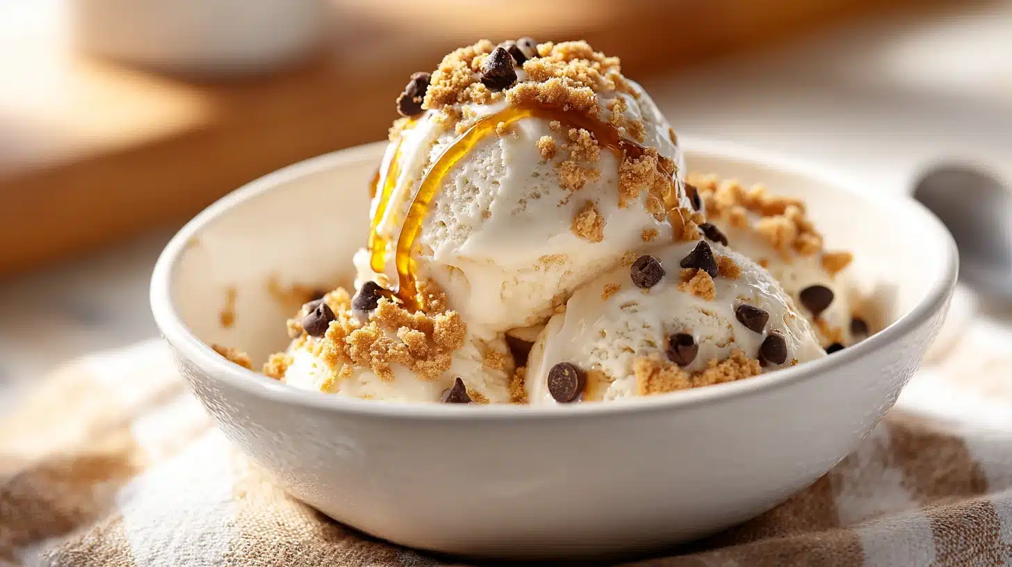 High-Protein Cottage Cheese Ice Cream (No-Churn, 2 Ingredients, Endless Flavors) 11 Creamy cottage cheese ice cream with honey drizzle and chocolate chips