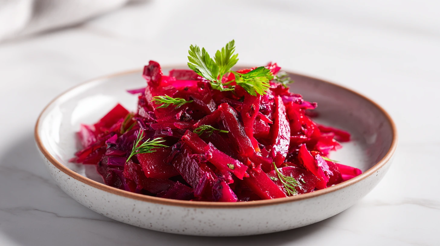 Fermented Beet Salad: Tangy, Probiotic-Rich and Worth the Wait 28 Fermented beet salad in a wide bowl with goat cheese, walnuts, and arugula