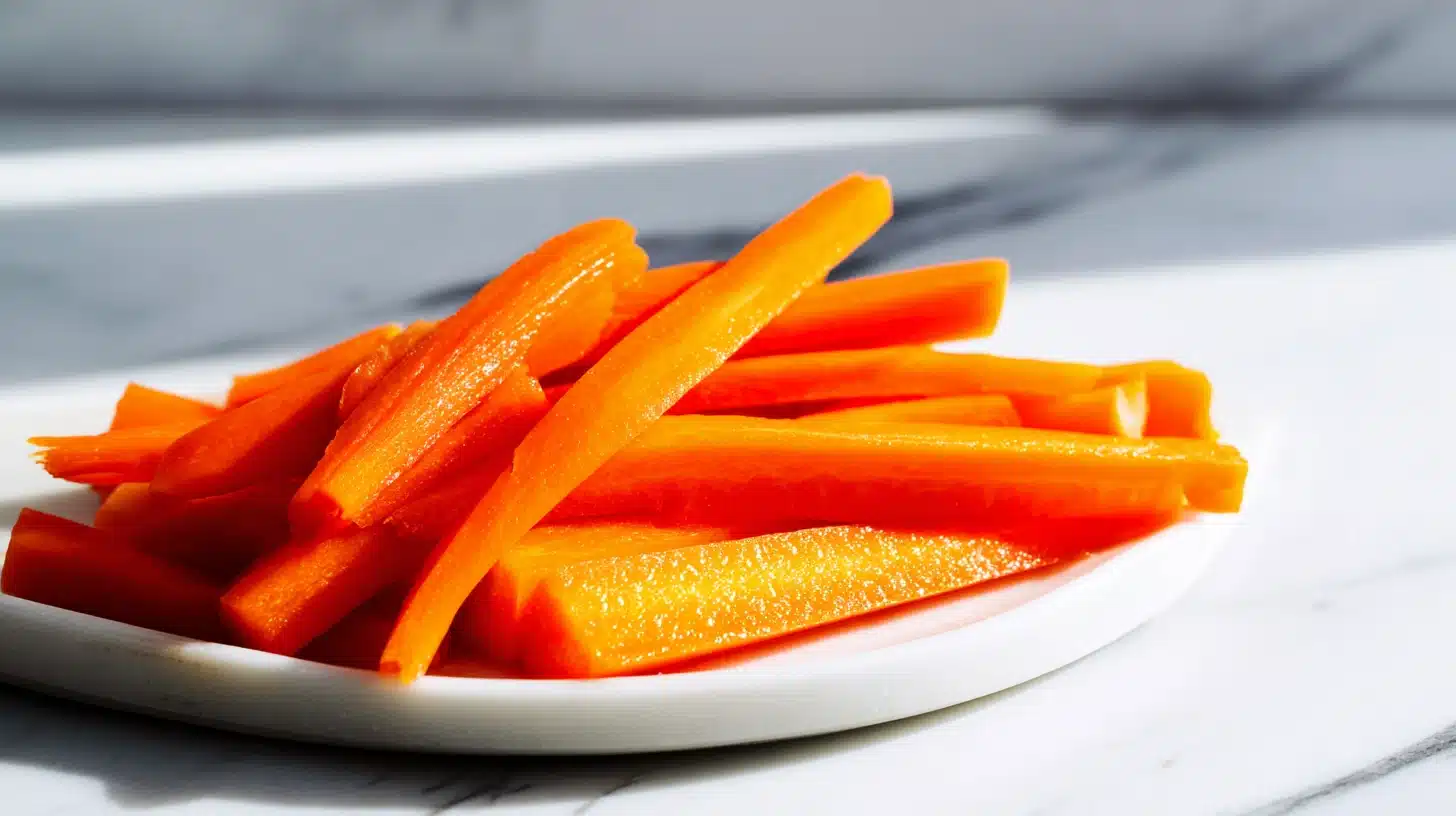 Fermented Carrot Sticks: Crunchy, Probiotic-Rich and Ready in Days 19 Mason jar of fermented carrot sticks with dill garlic and peppercorns on a wood board