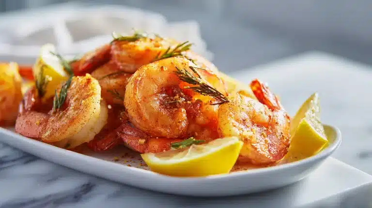 Old bay shrimp boil recipe with shrimp, corn, and sausage on newspaper
