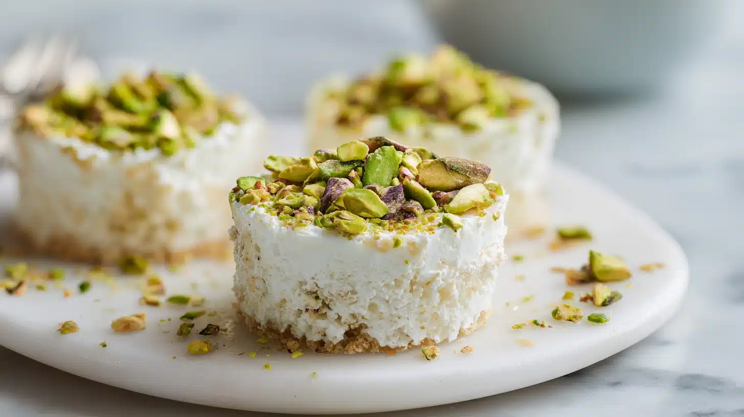 The Pistachio Bedtime Snack That Actually Helps You Sleep 16 A small bowl of shelled pistachios as a pistachio bedtime snack on a dark wood surface