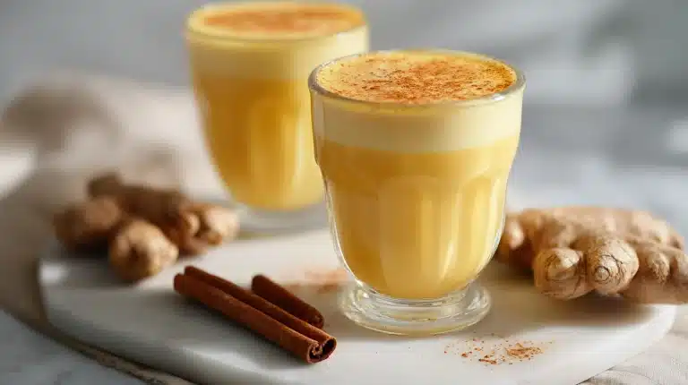 A warm mug of the asian honey protocol with honey, cinnamon, and ginger