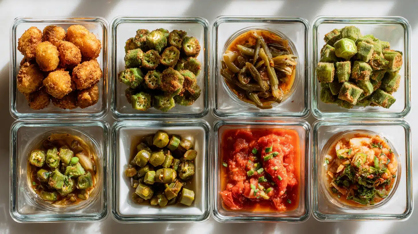 25 Easy Okra Recipes: How to Cook Okra Every Way (No Slime) 26 Collection of easy okra recipes: crispy Southern fried okra, grilled okra pods, okra gumbo, and air fryer okra shown together