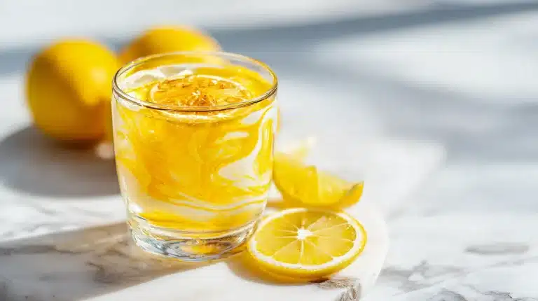 Warm honey trick recipe for memory in a glass mug with lemon and cayenne.