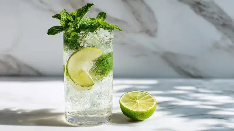 A chilled glass of prosecco and elderflower from this Hugo spritz recipe