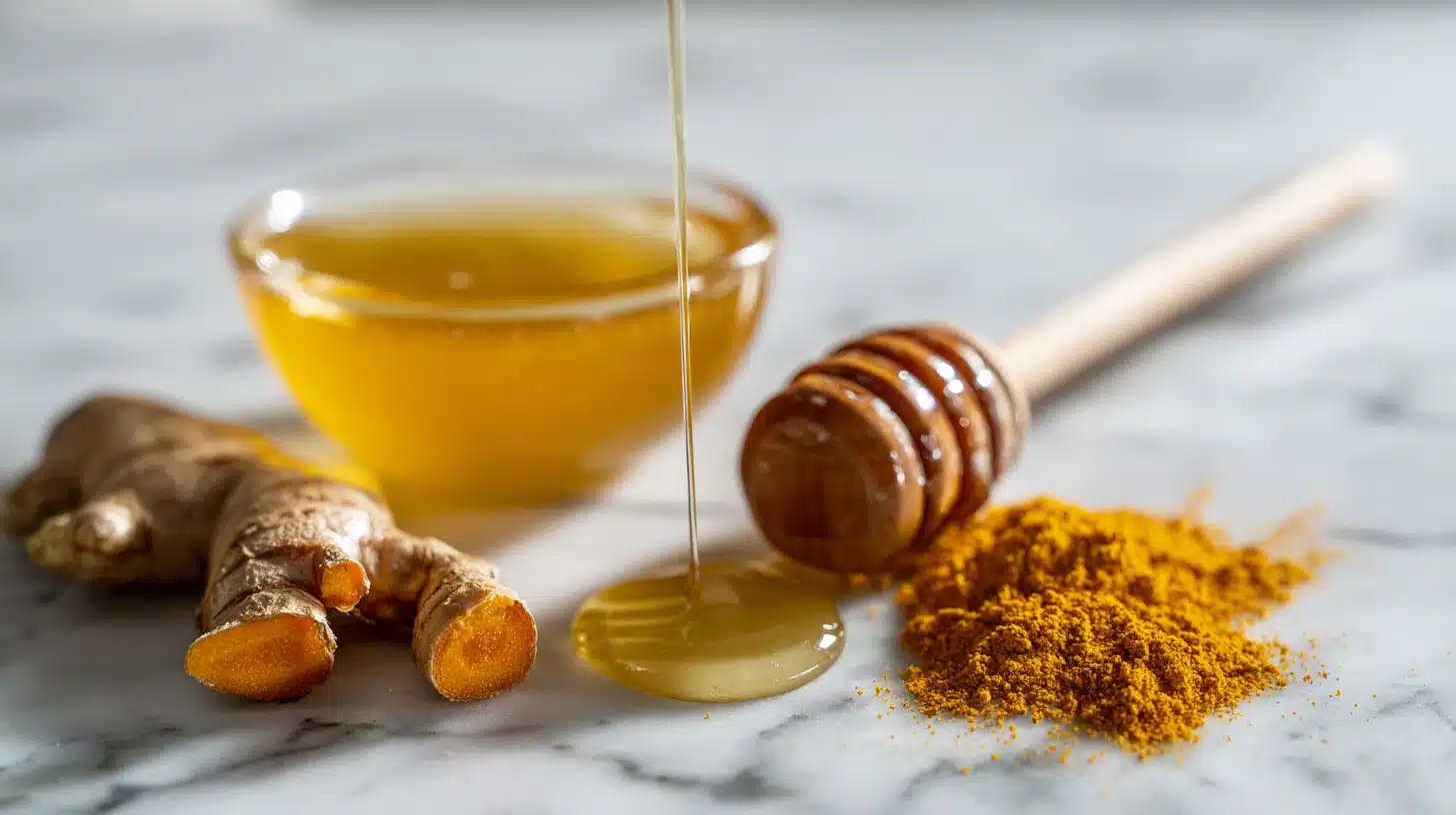 The Korean Honey Ritual: A Morning Tradition for Focus & Energy 13 The korean honey ritual mask in a glass bowl with turmeric and cinnamon.